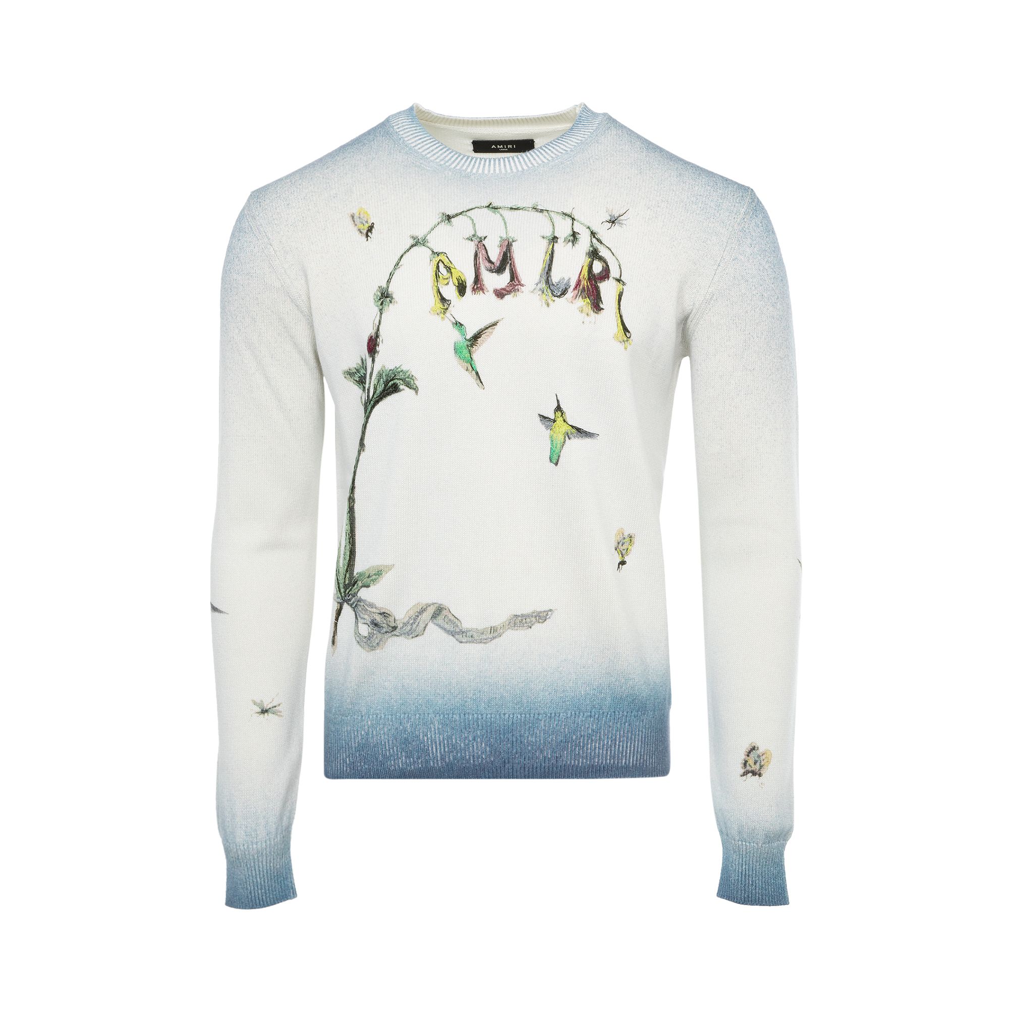 Pre-owned Amiri Embroidered Hummingbird Crew 'blue' | Men's Size S