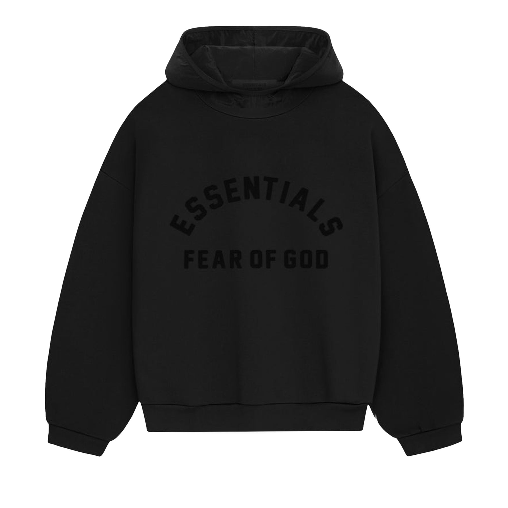 Fear of God Essentials Nylon Fleece Hoodie 'Jet Black/Jet Black' | Men's Size L