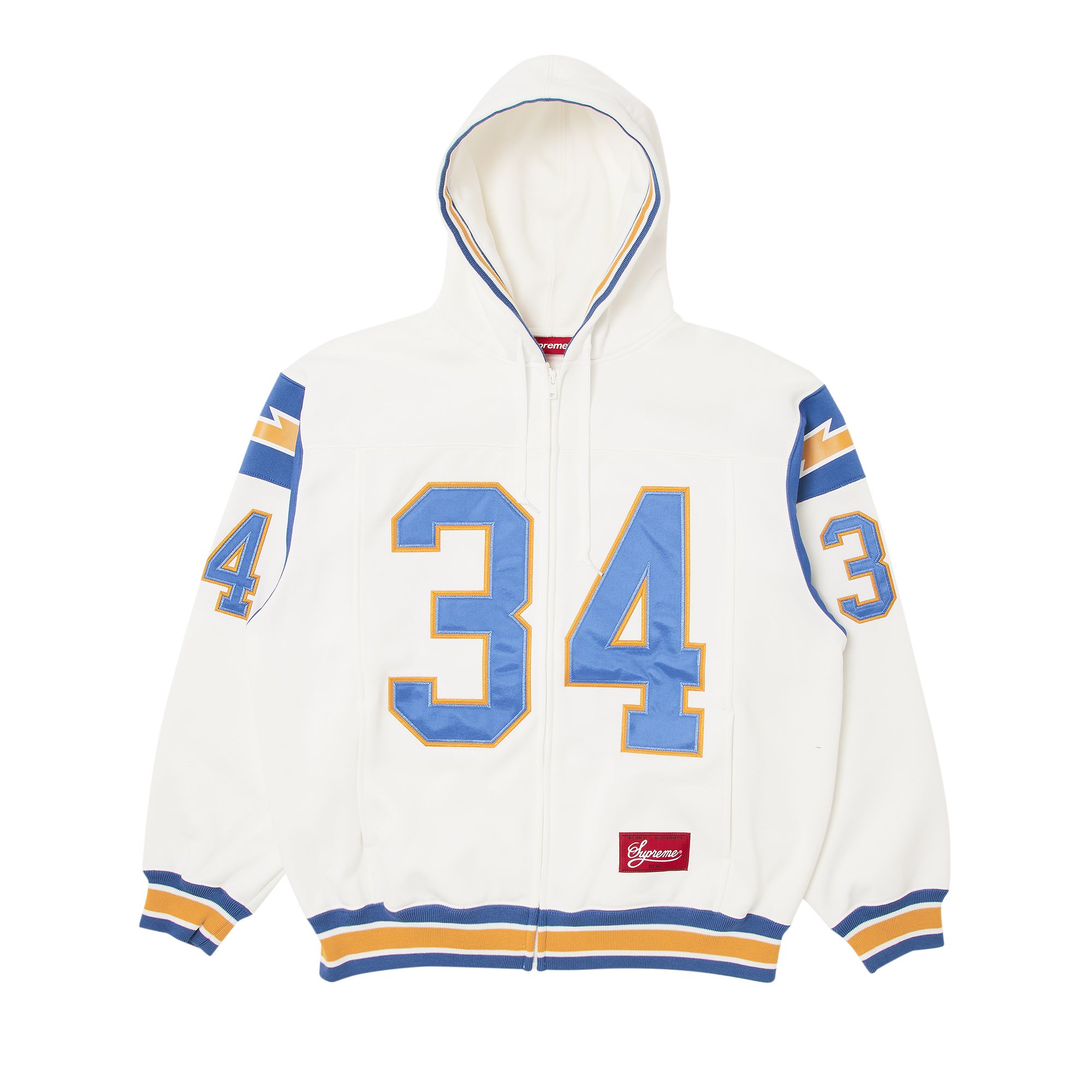 Supreme Football Zip Up Hooded Sweatshirt 'White' | Men's Size S