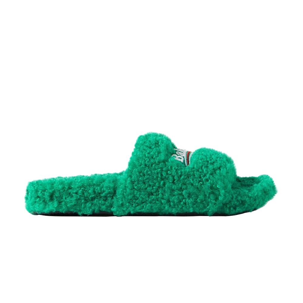 Pre-owned Balenciaga Wmns Furry Slides 'green' | Women's Size 36