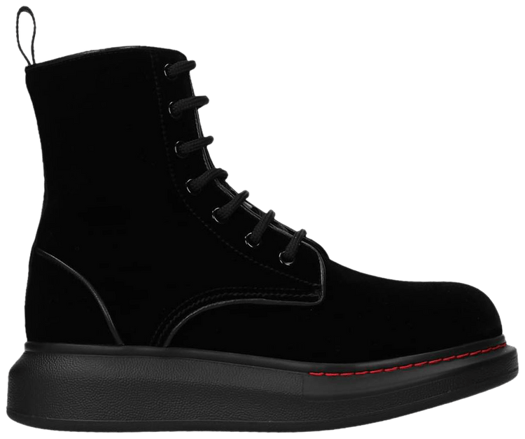 Buy Alexander McQueen Wmns Hybrid Lace Up Boot Velvet Black 586395 W4IKX 1000 GOAT CA