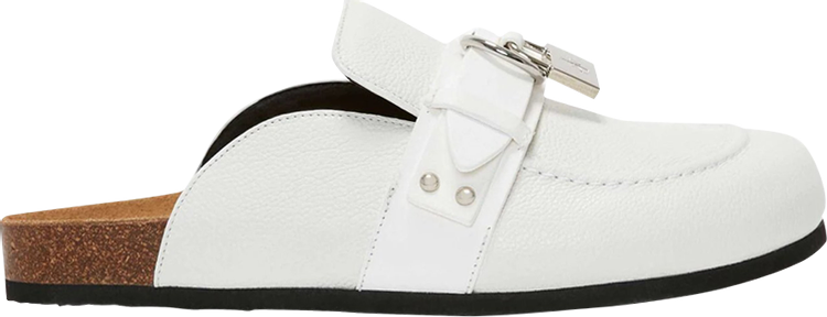 JW Anderson Wmns Padlock Loafer Leather Mules 'White'