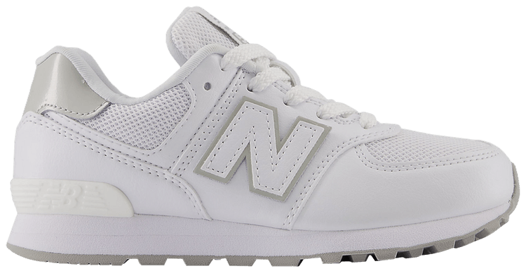 New Balance 574 Little Kid White Silver Metallic