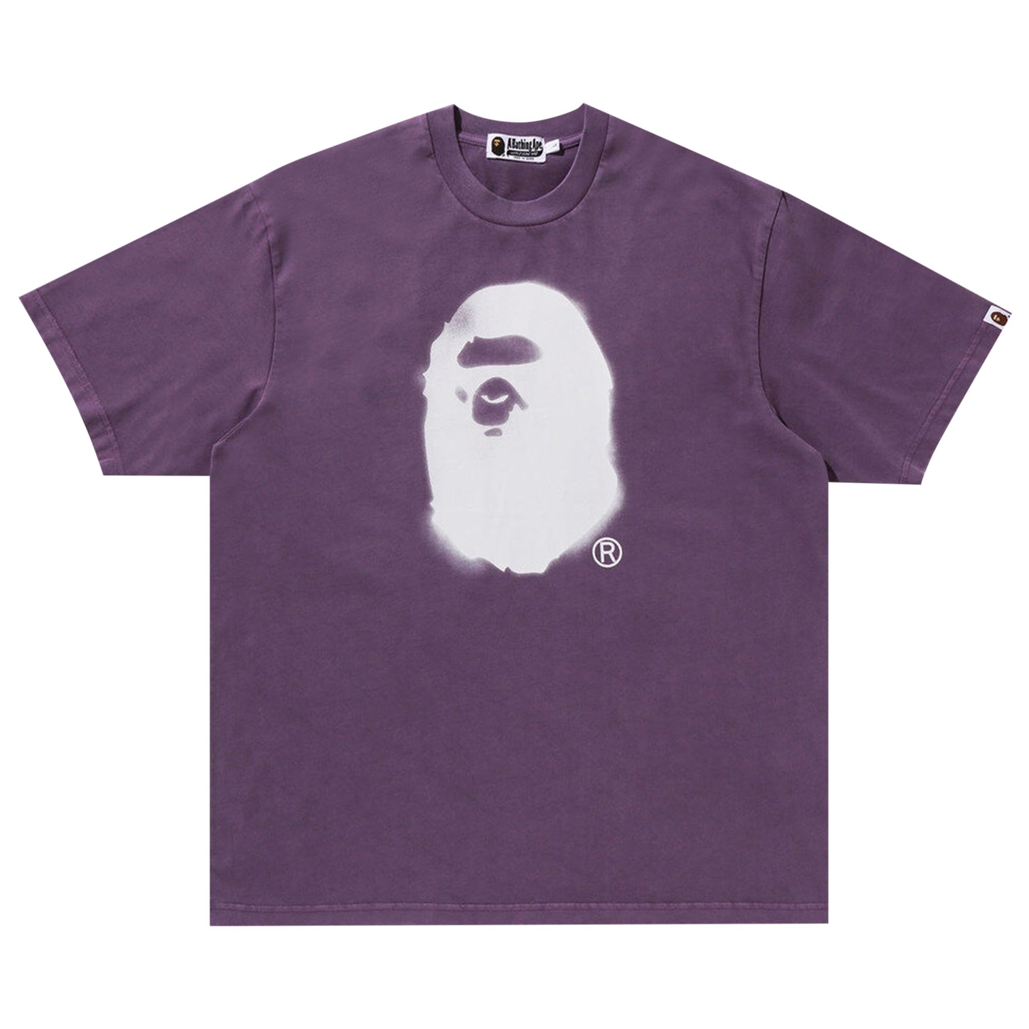 Pre-owned Bape Spray Ape Head Garment Dyed Relaxed Fit Tee 'purple' | Men's Size Xxl