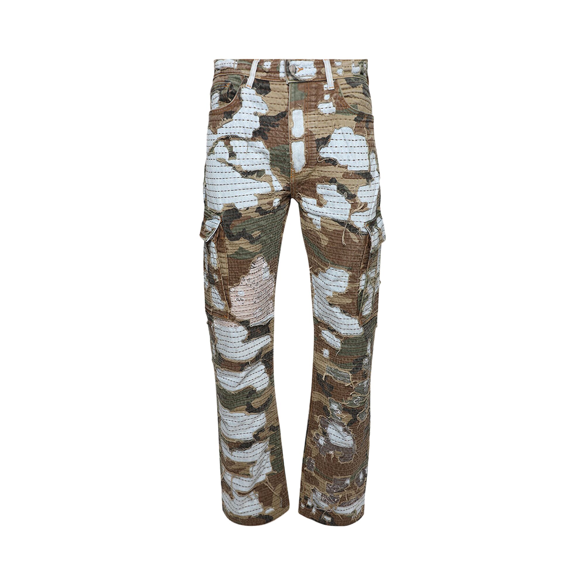 Pre-owned Amiri Camo Boro Repair Straight Jean 'perfect Indigo'