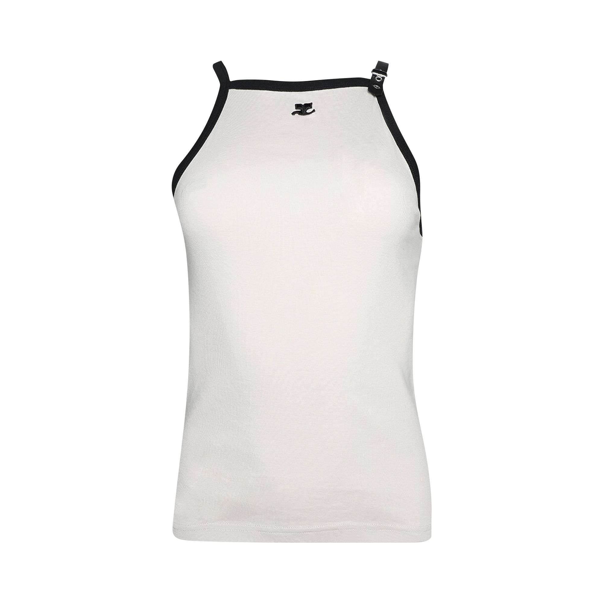 Pre-owned Courrèges Buckle Contrast Tank Top 'lime Stone/black' | Grey | Women's Size M