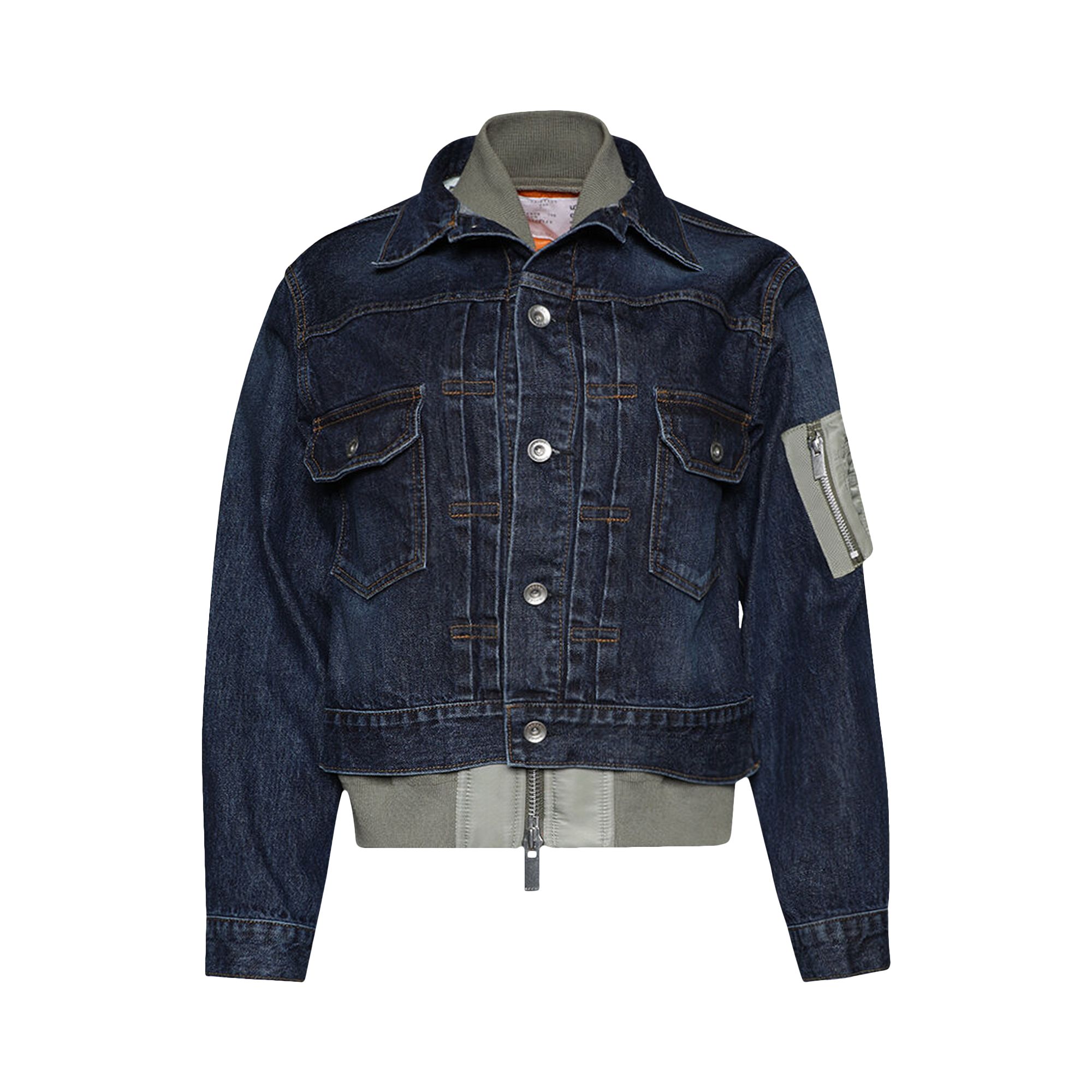 Pre-owned Sacai Denim Blouson 'blue/light Khaki' | Women's Size 3