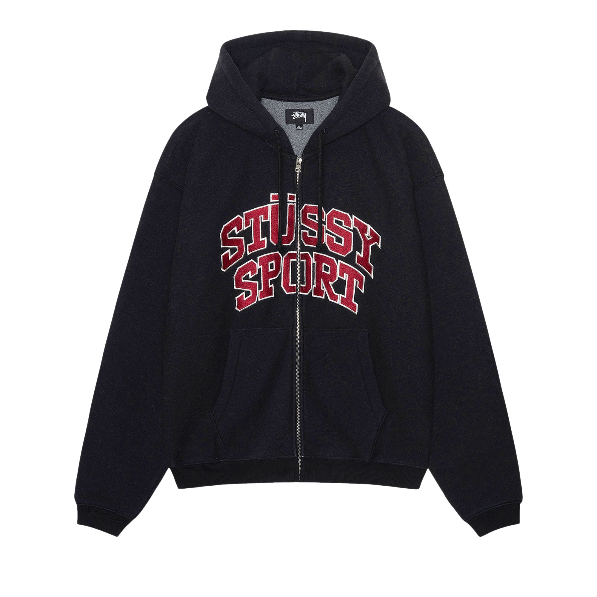 Stussy Sport Zip Hoodie 'Washed Black' | Men's Size XL