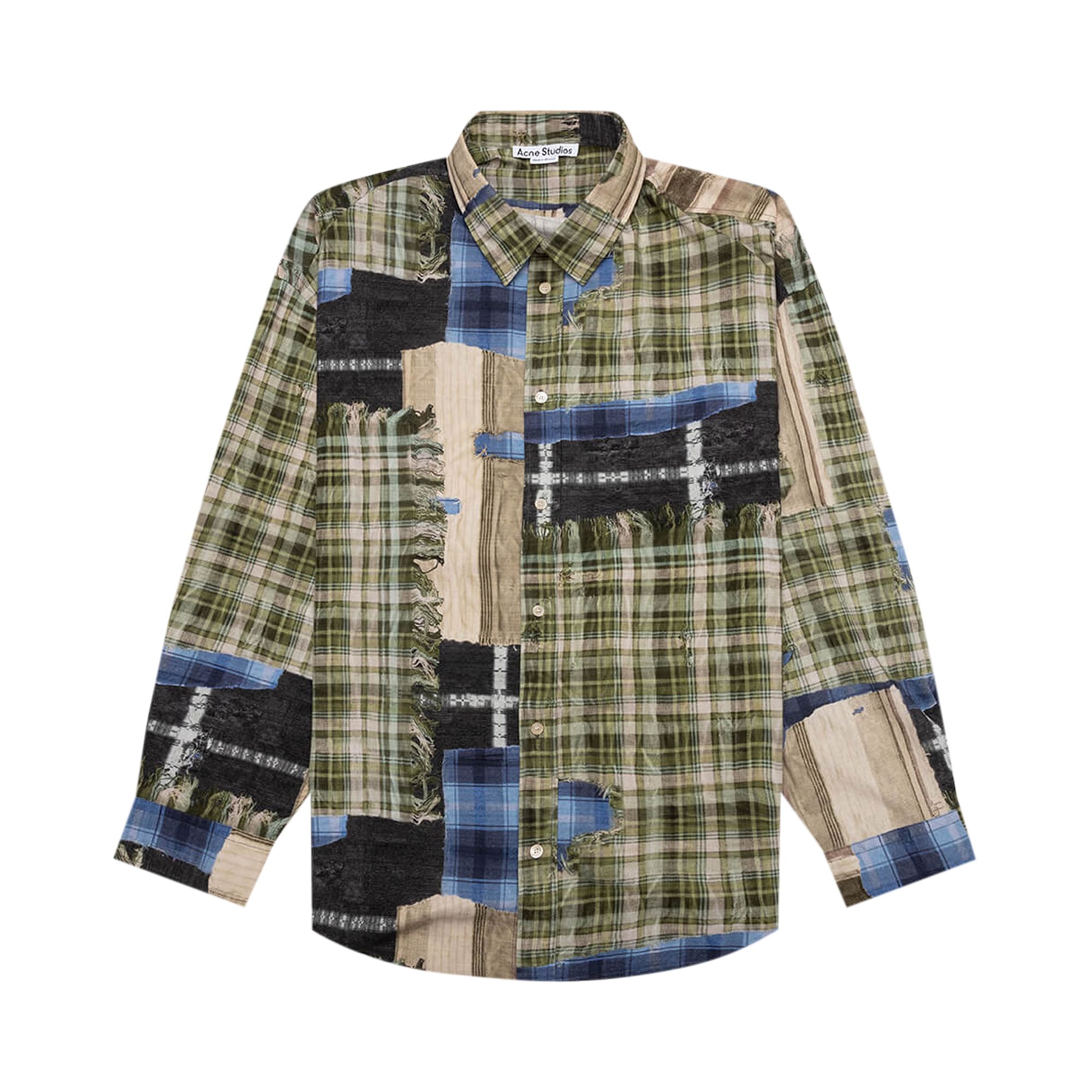 Pre-owned Acne Studios Button Up Shirt 'green/multicolor' | Men's Size 52