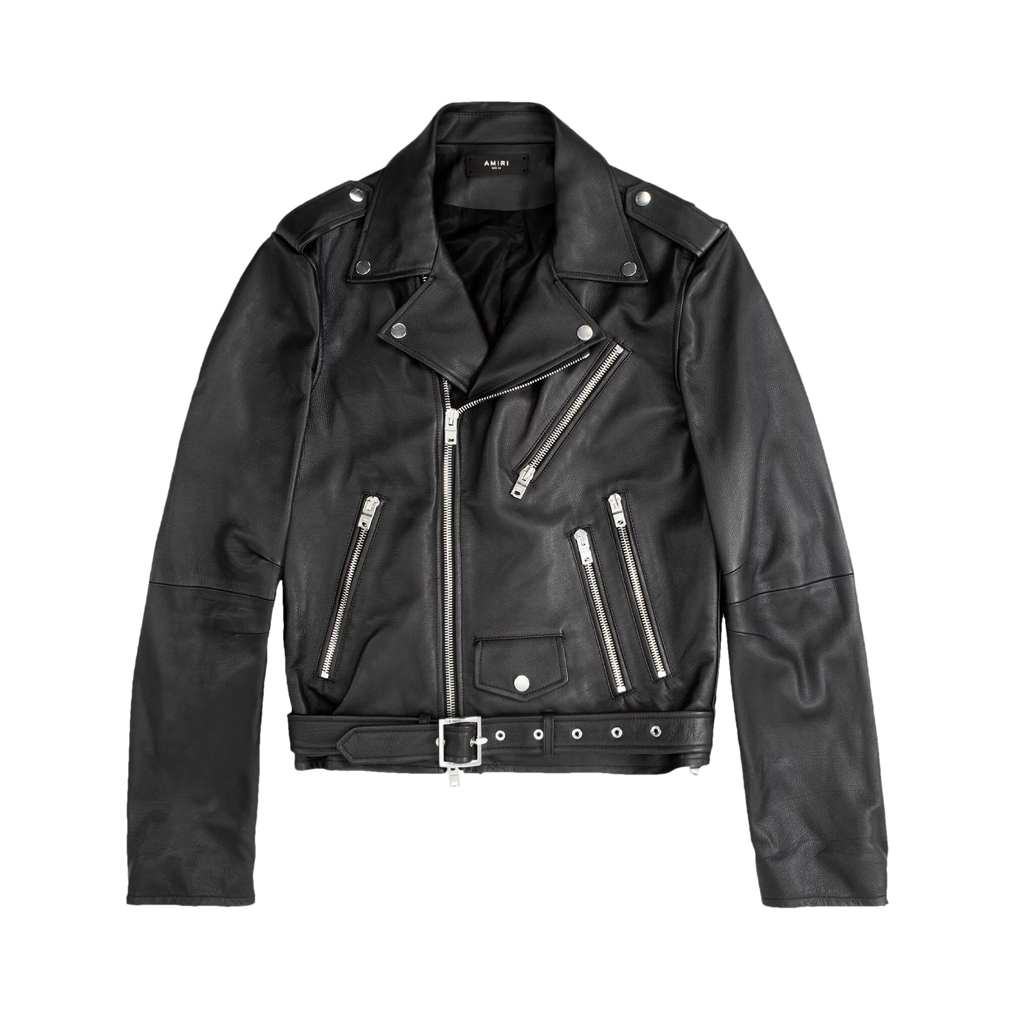 Pre-owned Amiri Perfecto Leather Jacket With Paint Embroidery 'black'