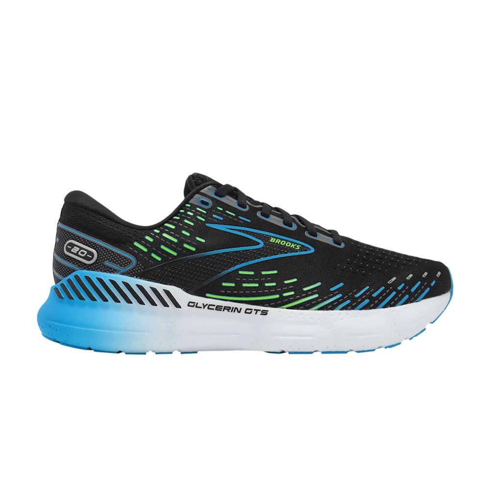 Pre-owned Brooks Glycerin Gts 20 'black Hawaiian Ocean' | Men's Size 9.5