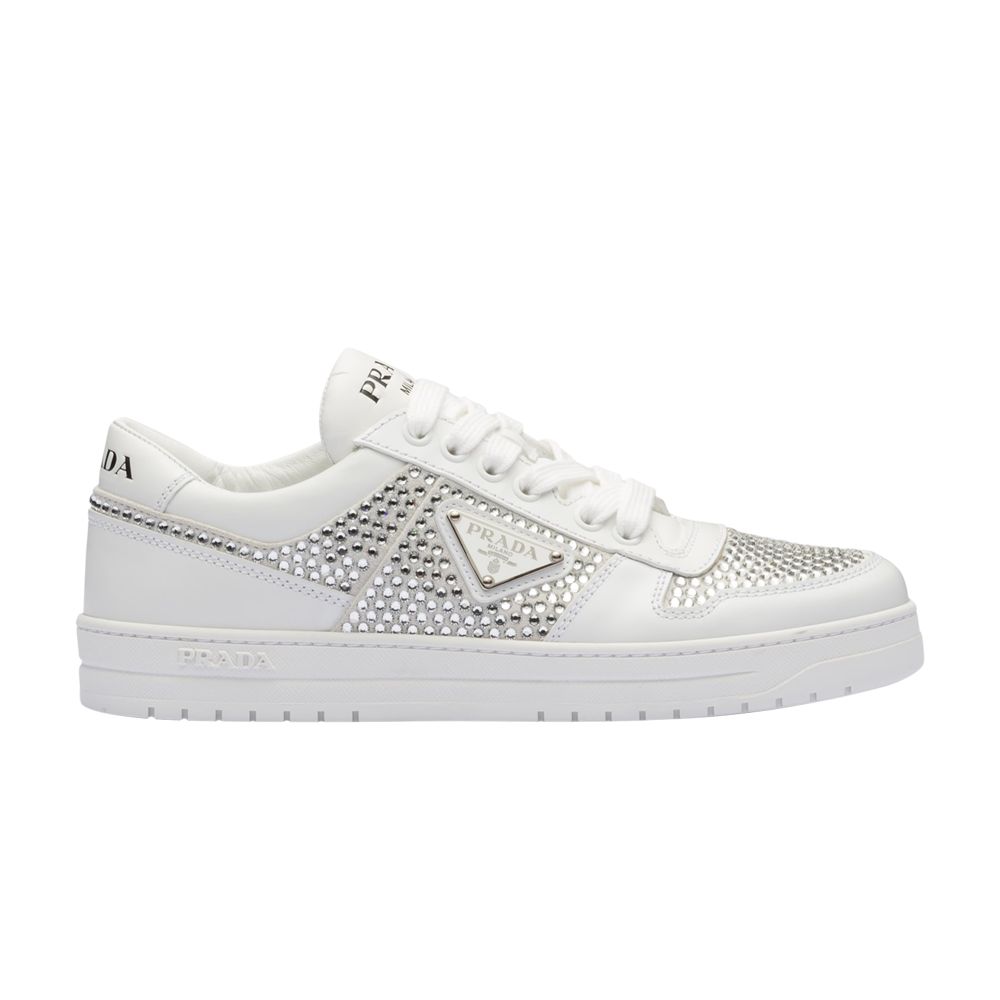 Pre-owned Prada Wmns Leather Sneaker 'crystals - White' | Women's Size 37.5