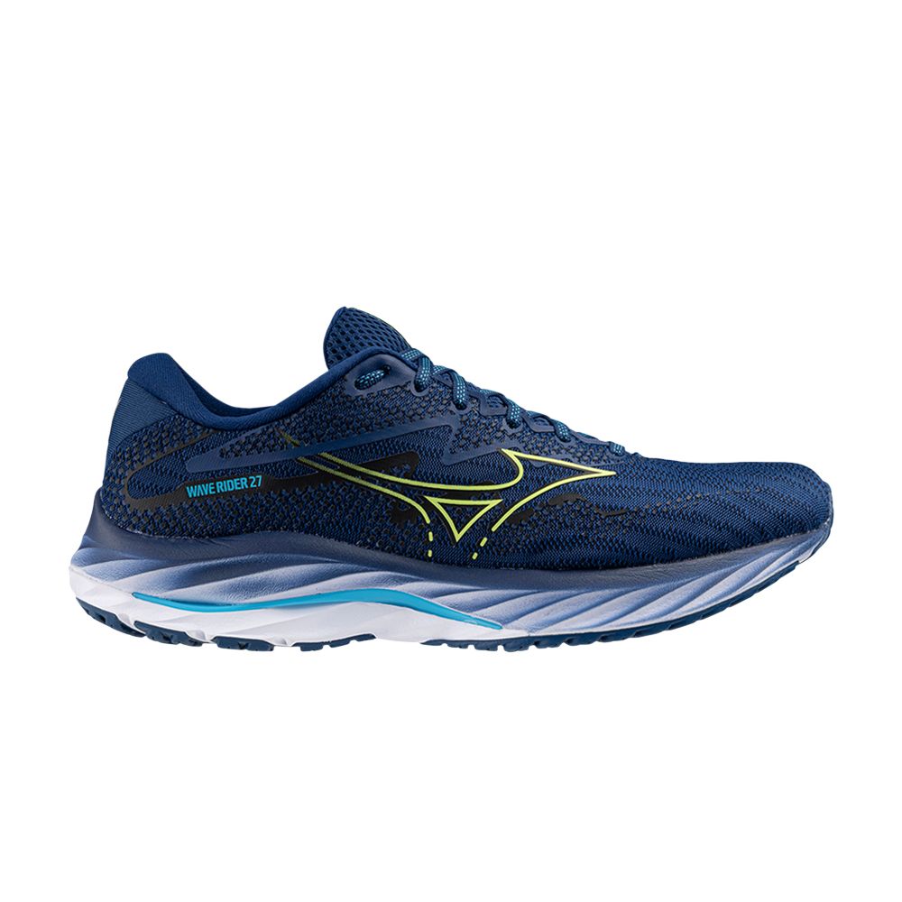 Mizuno Wave Rider 27 'Navy Peony Sharp Green' | Blue | Men's Size 10 - 411415-NP4H