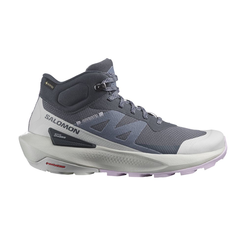 Pre-owned Salomon Wmns Elixir Activ Mid Gore-tex 'india Ink Orchid Petal' In Grey