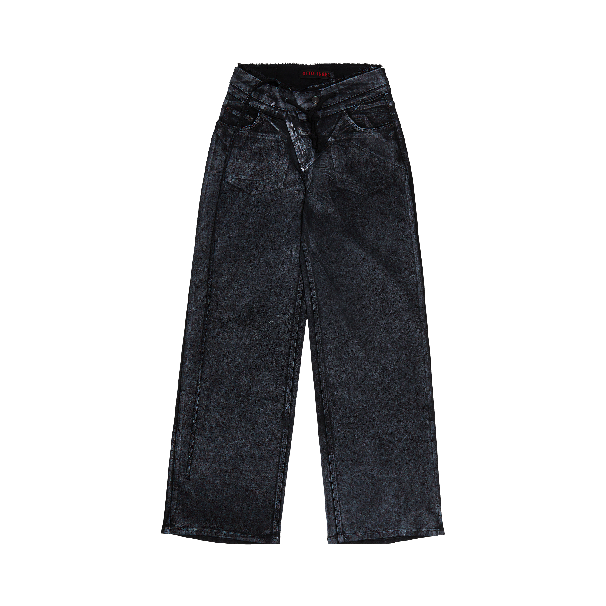 Pre-owned Ottolinger Double Fold Pants 'black/white Paint'
