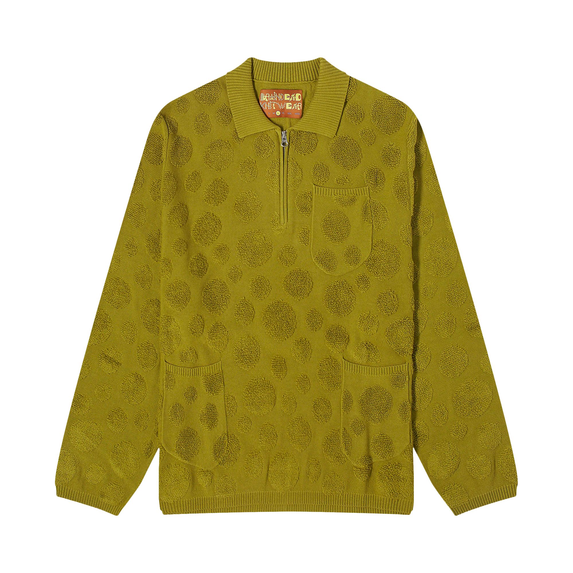 Pre-owned Brain Dead Dot Half Zip Sweater 'moss' | Green | Men's Size L