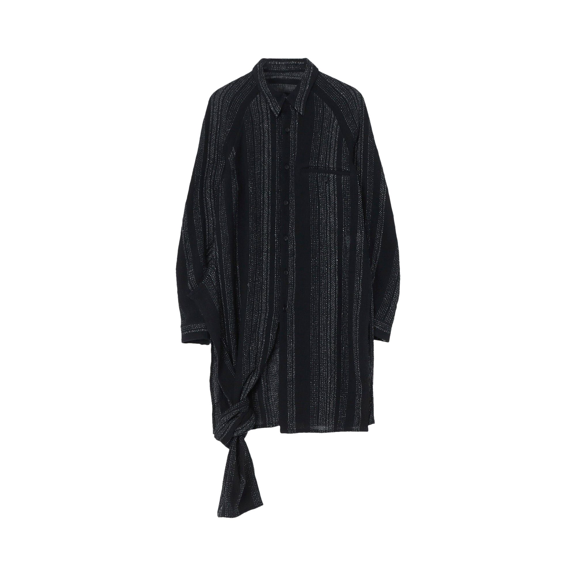 Pre-owned Yohji Yamamoto Pour Homme Hem Knot Stripe Shirt 'black' | Men's Size 2