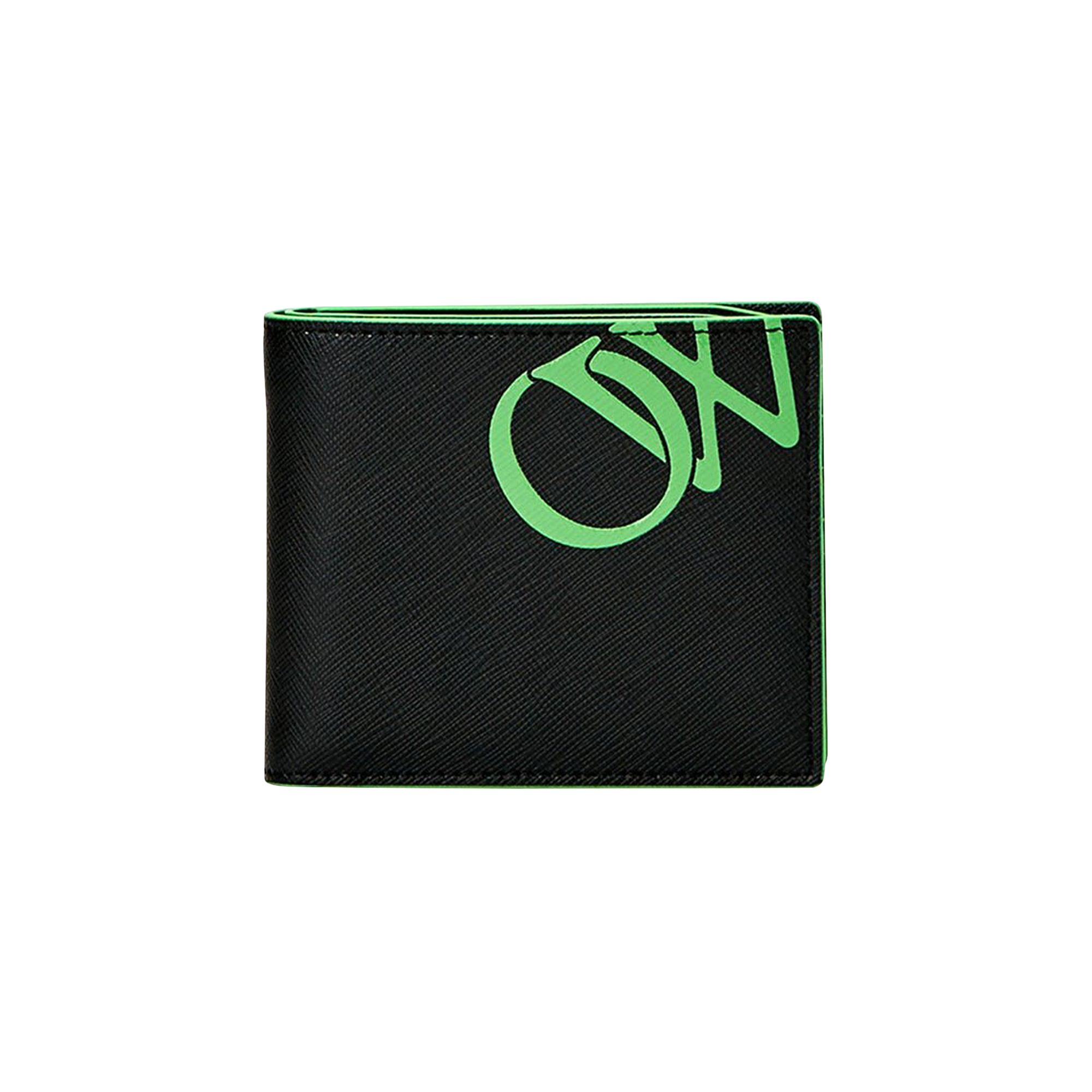 Pre-owned Off-white Logo Bifold Wallet 'black/green' | Men's Size Onesize