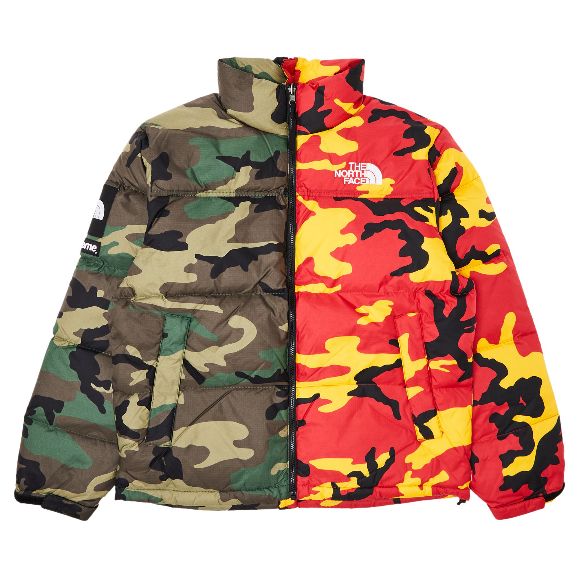 Pre-owned Supreme X The North Face Split Nuptse Jacket 'camo' In Multi-color