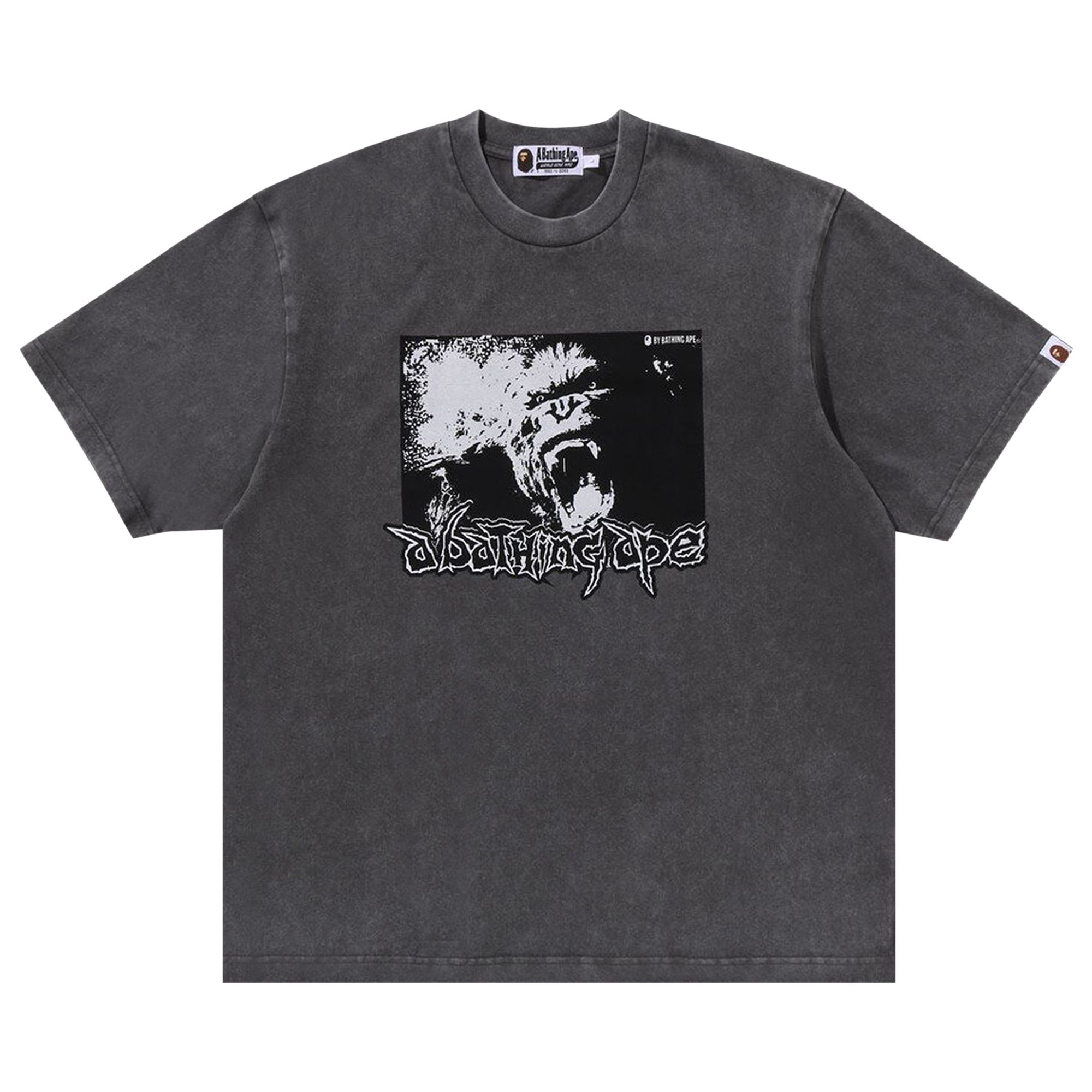 BAPE Mad Ape Graphic Acid Wash Relaxed Fit Tee 'Grey' | Men's Size S