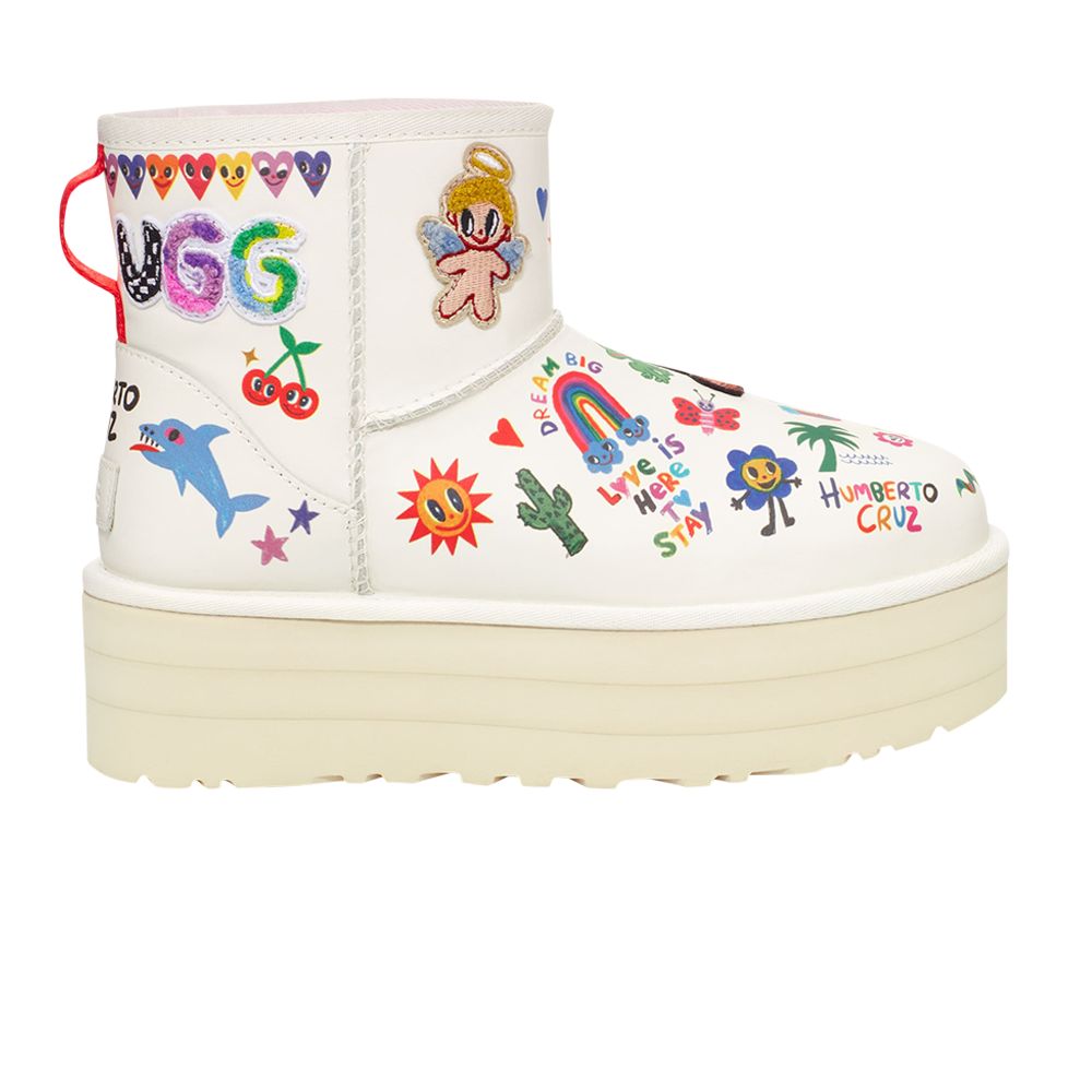 UGG Wmns Classic Platform Boot 'Pop Sketch' | White | Women's Size 8