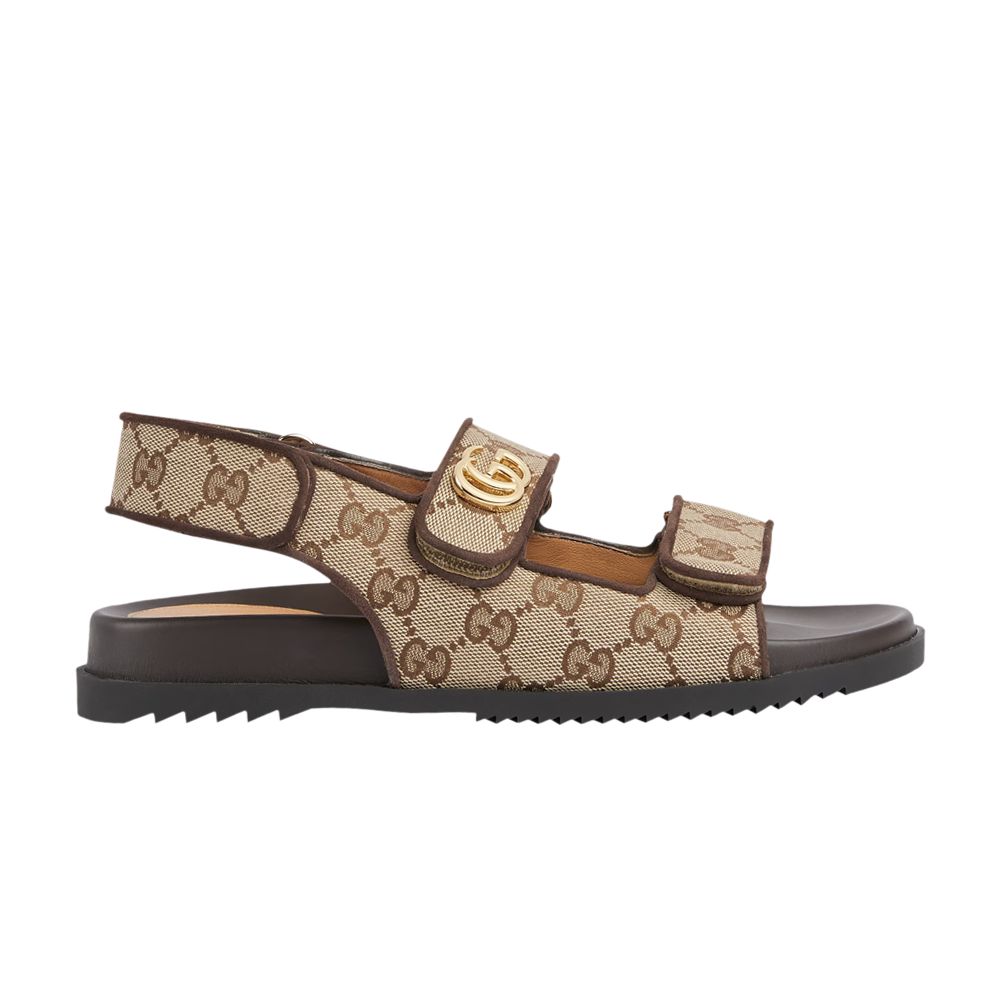 Pre-owned Gucci Wmns Double G Sandal 'beige Ebony' In Brown