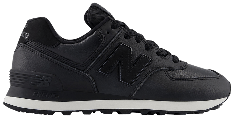 New balance 574 black leather on sale
