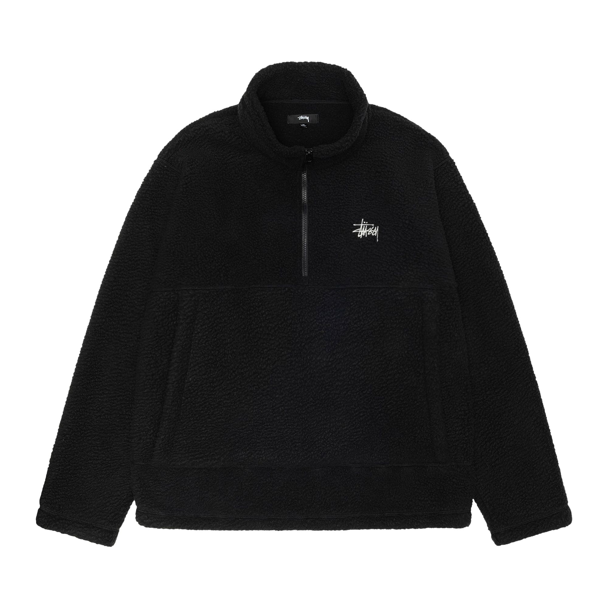 Stussy Polar Fleece Half Zip Mock Neck 'Black' | Men's Size XL