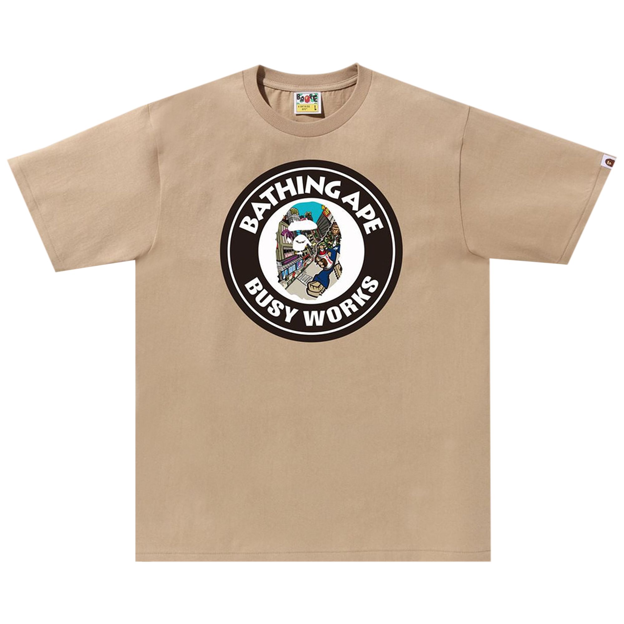 Pre-owned Bape Comic Art Busy Works Tee 'beige' | Tan | Men's Size M In Brown