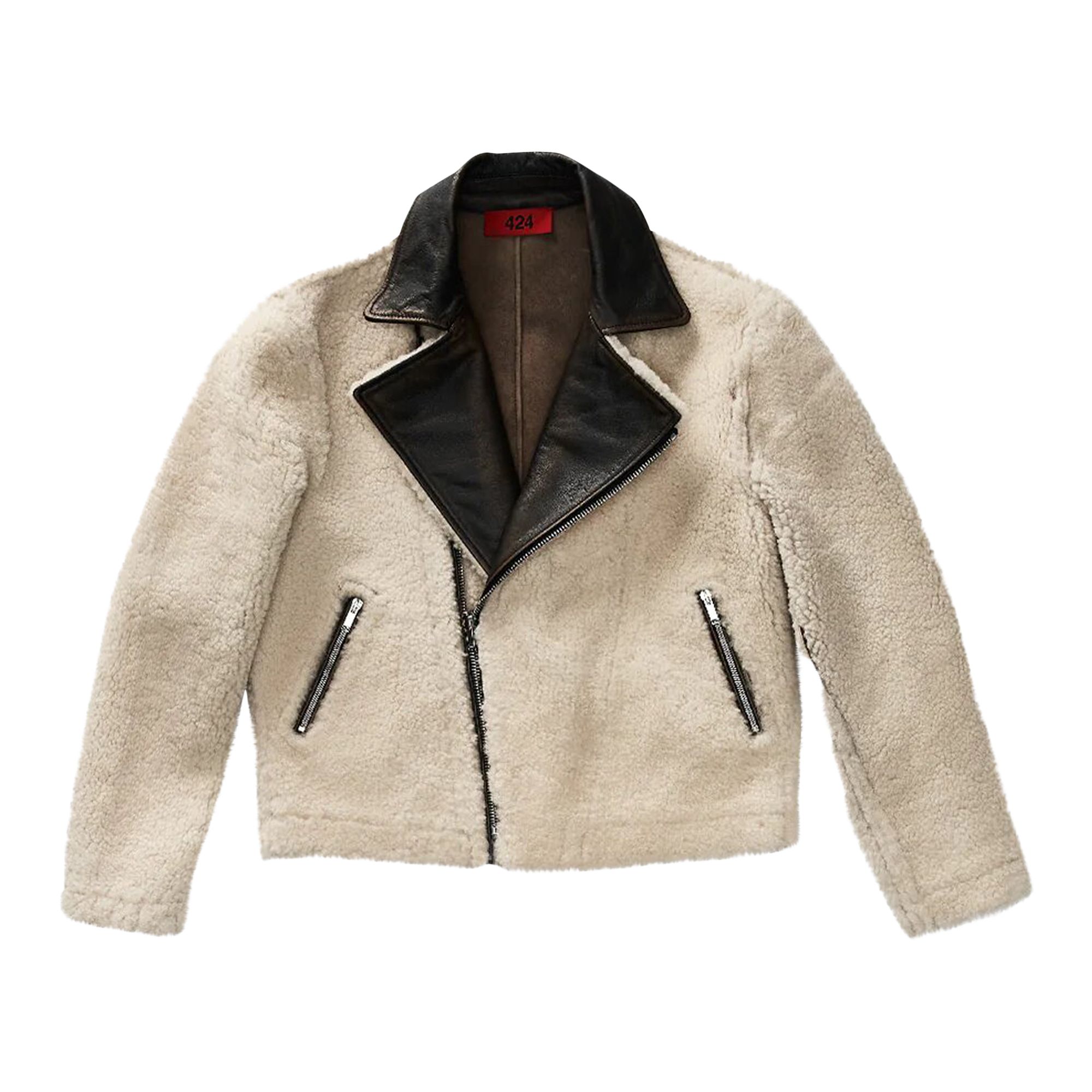 Pre-owned 424 Lightweight Leather Jacket 'beige' | Cream | Men's Size M