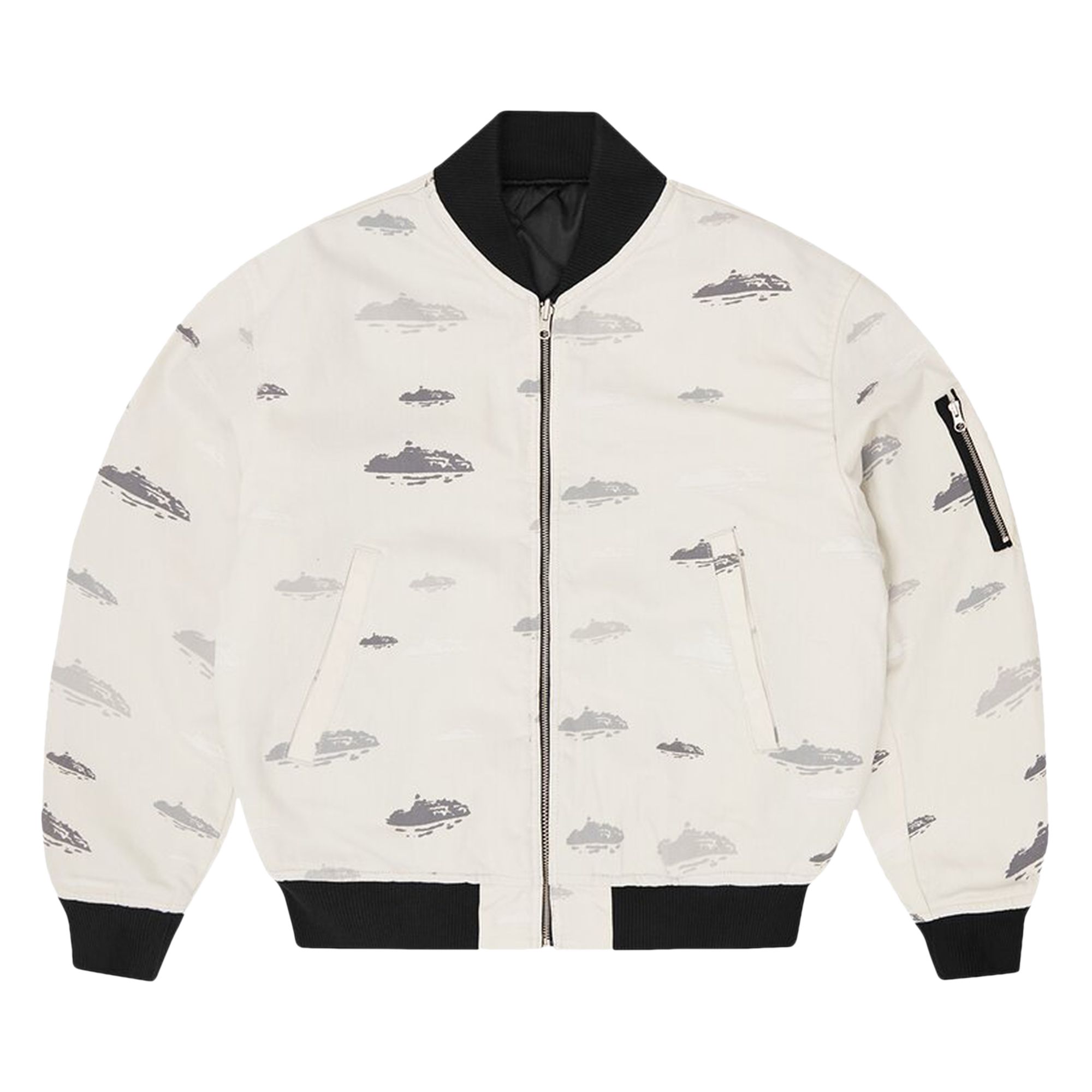 Pre-owned Corteiz Reversible Bomber Jacket 'off White/black' | Cream | Men's Size L