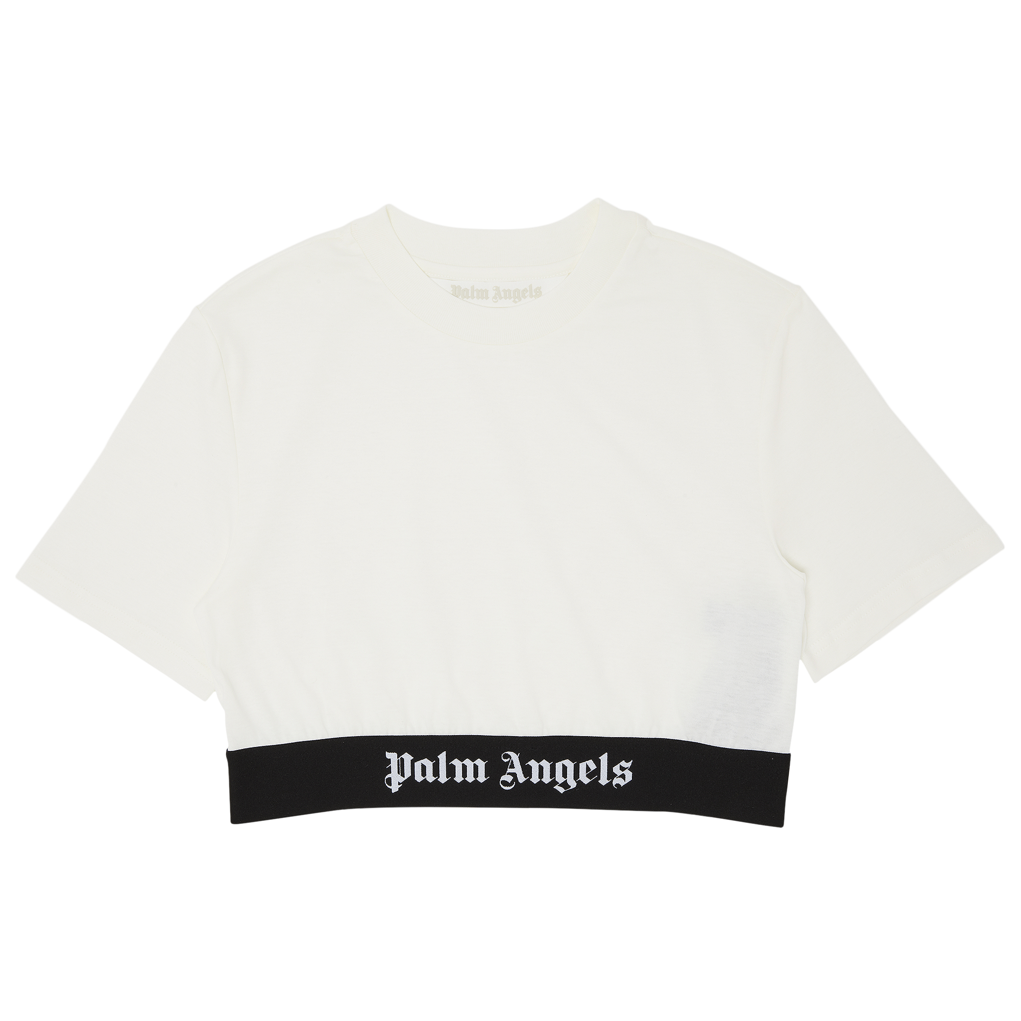 Pre-owned Palm Angels Logo Tape Crop Tee 'off White'