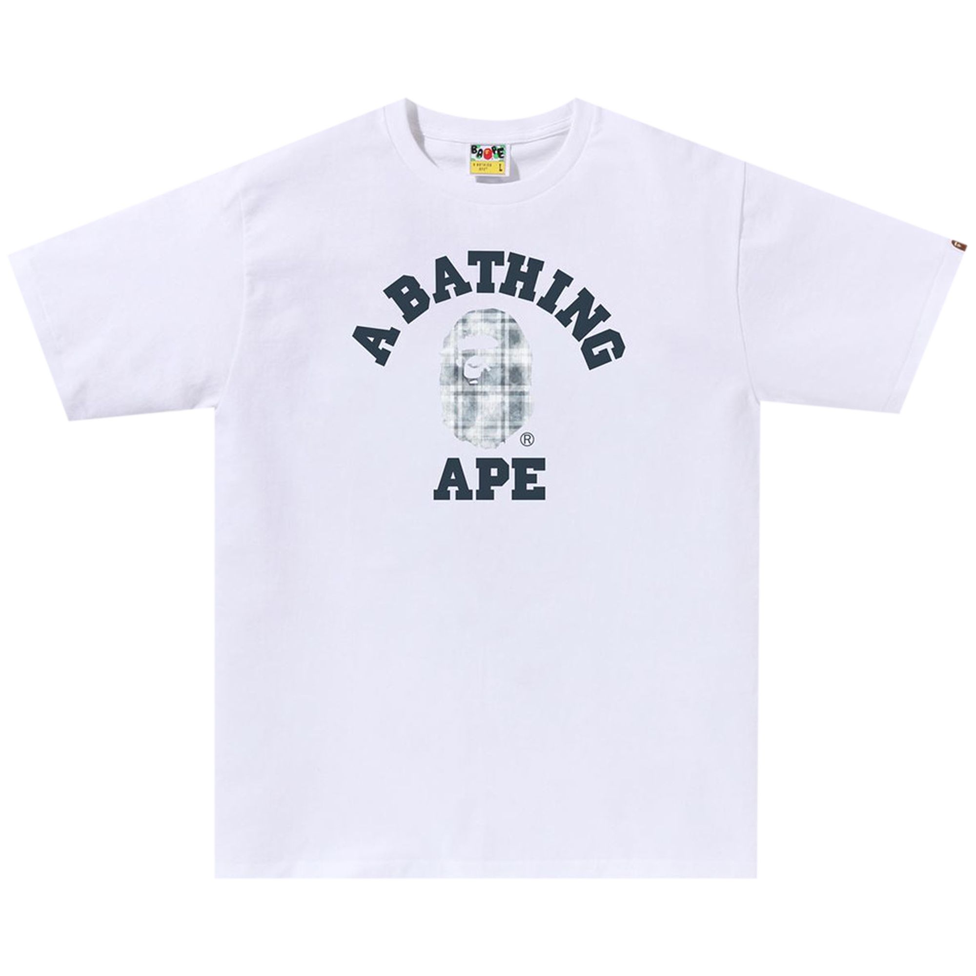 Pre-owned Bape Bleach Check College Tee 'white'