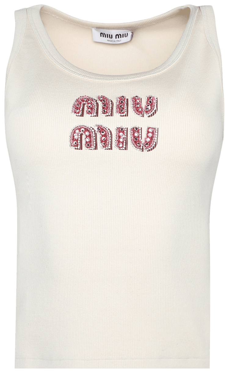 miu miu メッシュタンクトップ ホワイト miu miu ホワイト タンクトップ - メルカリ