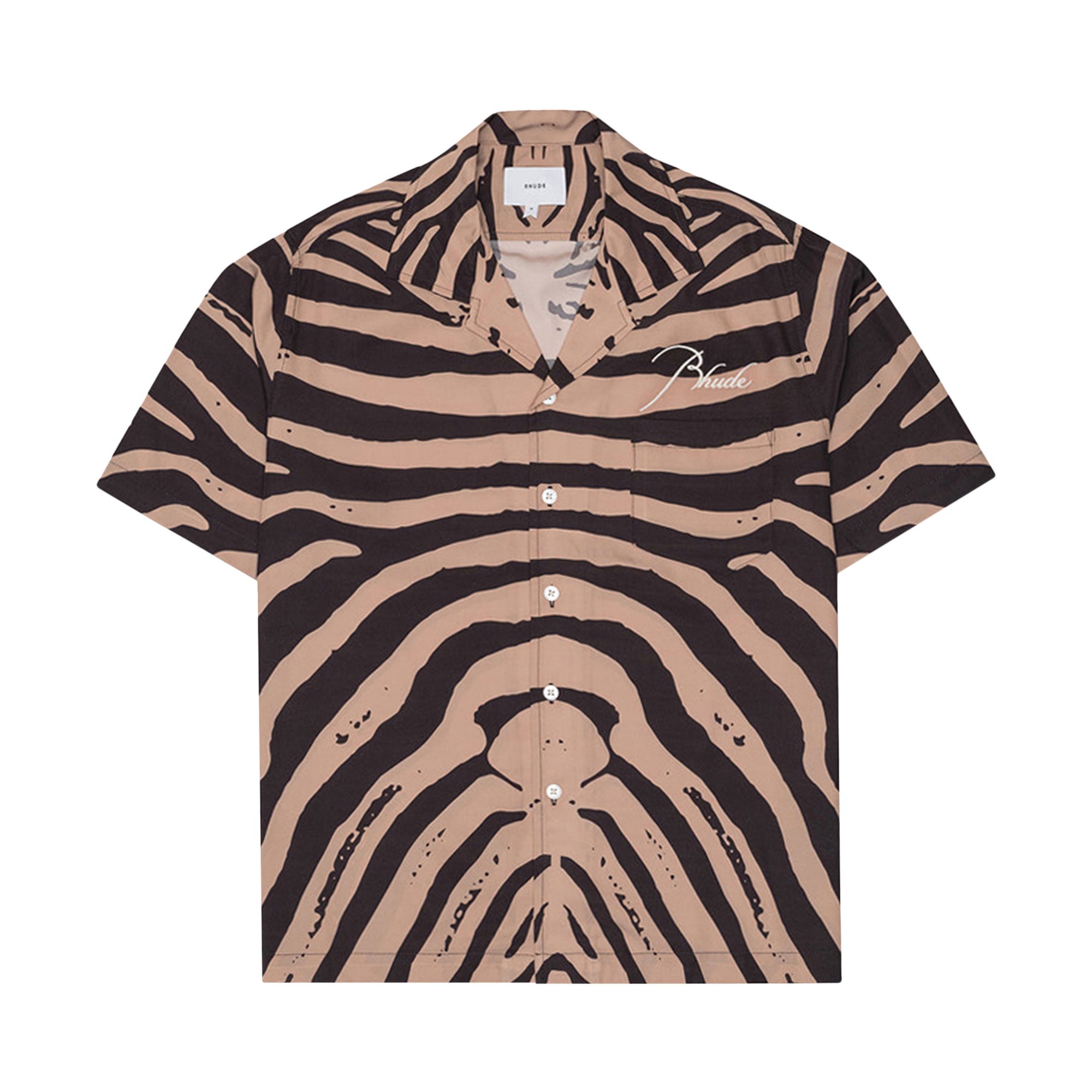 Pre-owned Rhude Zebra Silk Shirt 'black/tan' | Men's Size S