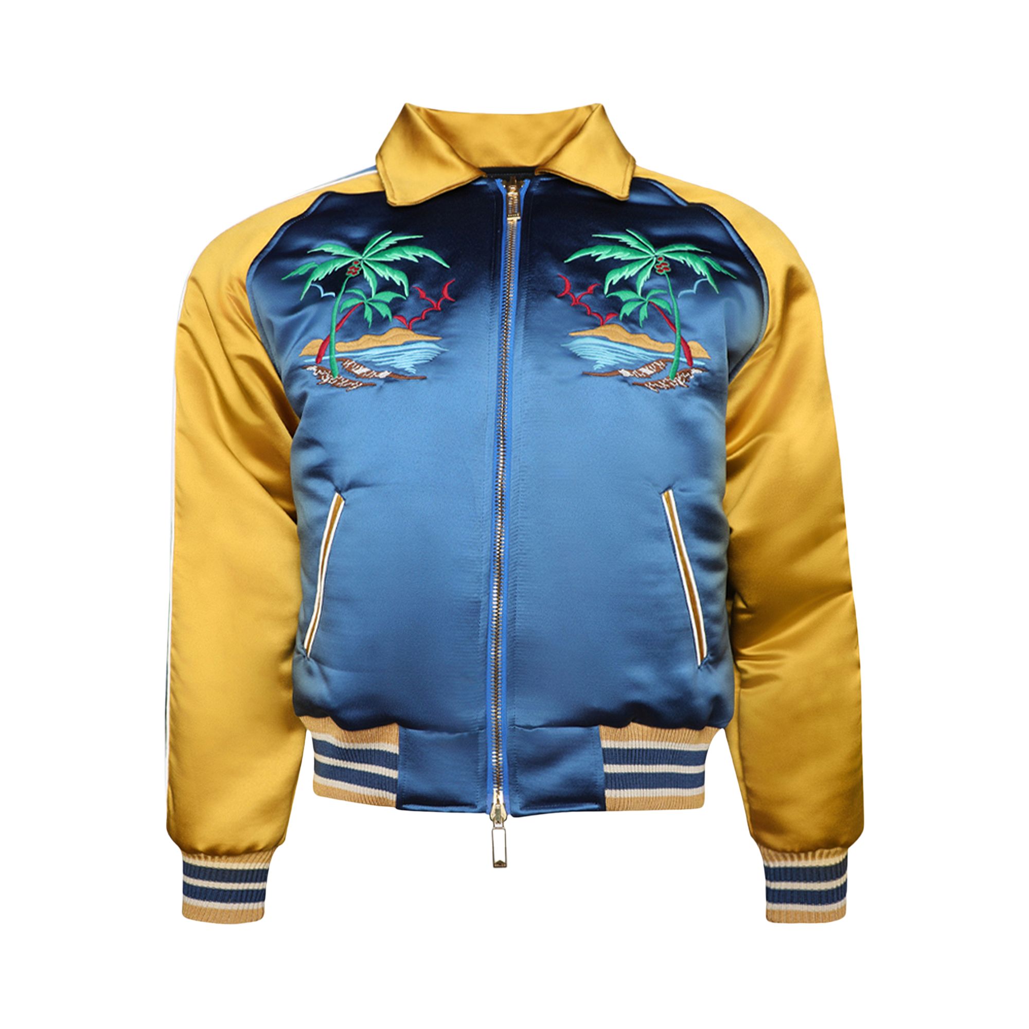 Pre-owned Rhude Palm Eagles Souvenier Jacket 'navy/mustard Yellow'