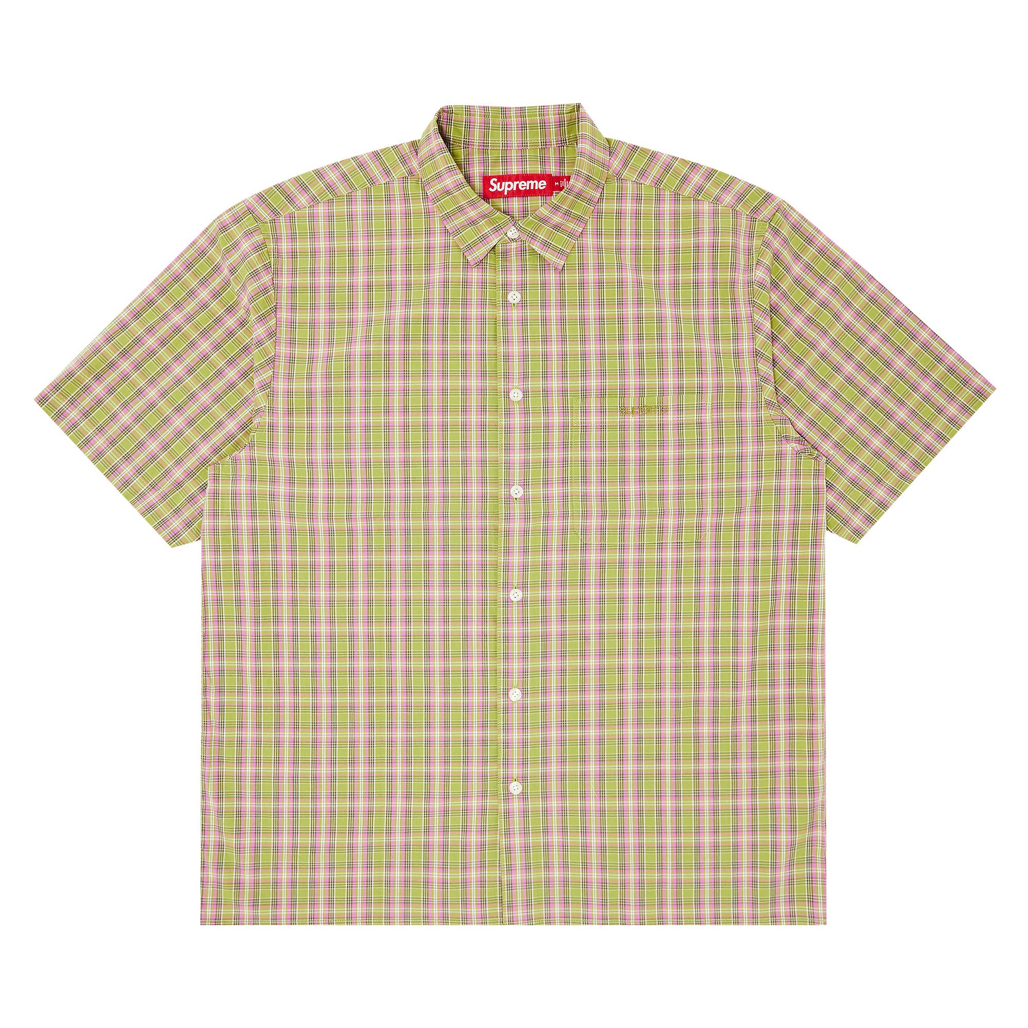 Pre-owned Supreme Loose Fit Mini Plaid Short-sleeve Shirt 'green' | Men's Size Xl