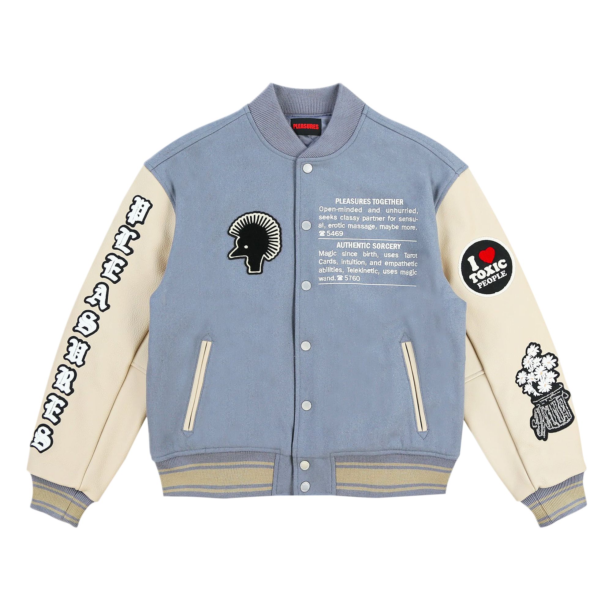 Pre-owned Pleasures Calendar Varsity Jacket 'powder Blue' | Men's Size M