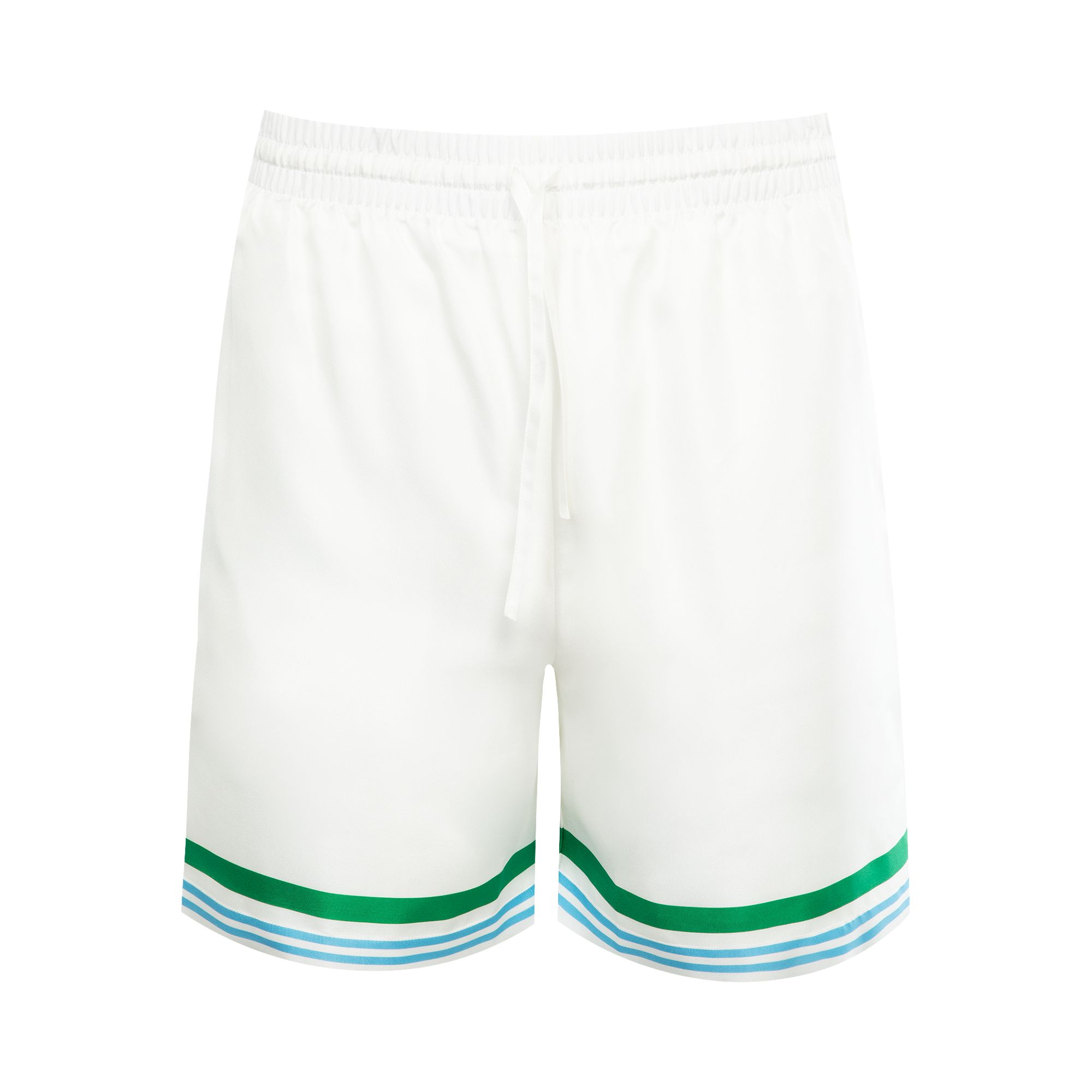 Pre-owned Casablanca Silk Shorts With Drawstring 'le Jeu Coloré' | White | Men's Size Xxl