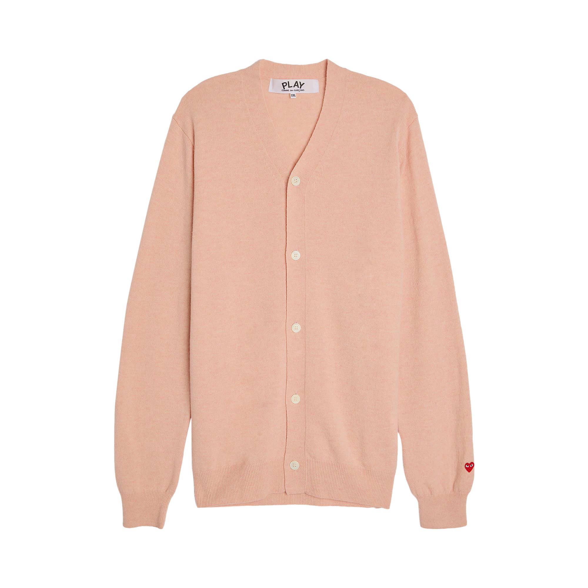 Pre-owned Comme Des Garçons Play Small Heart Cardigan 'light Pink'