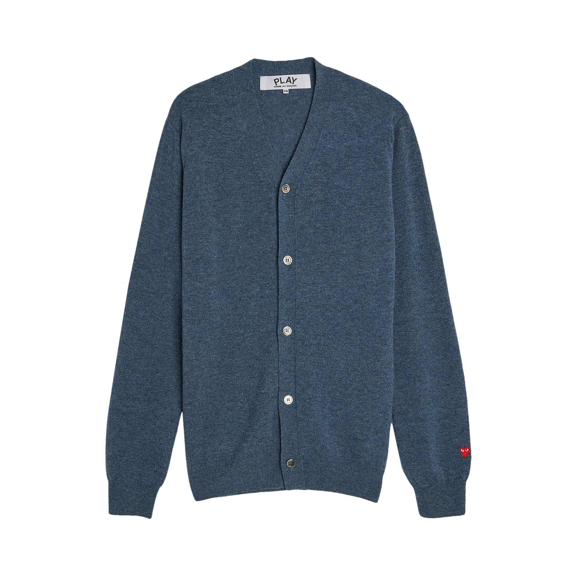 Pre-owned Comme Des Garçons Play Small Heart Cardigan 'navy' In Blue