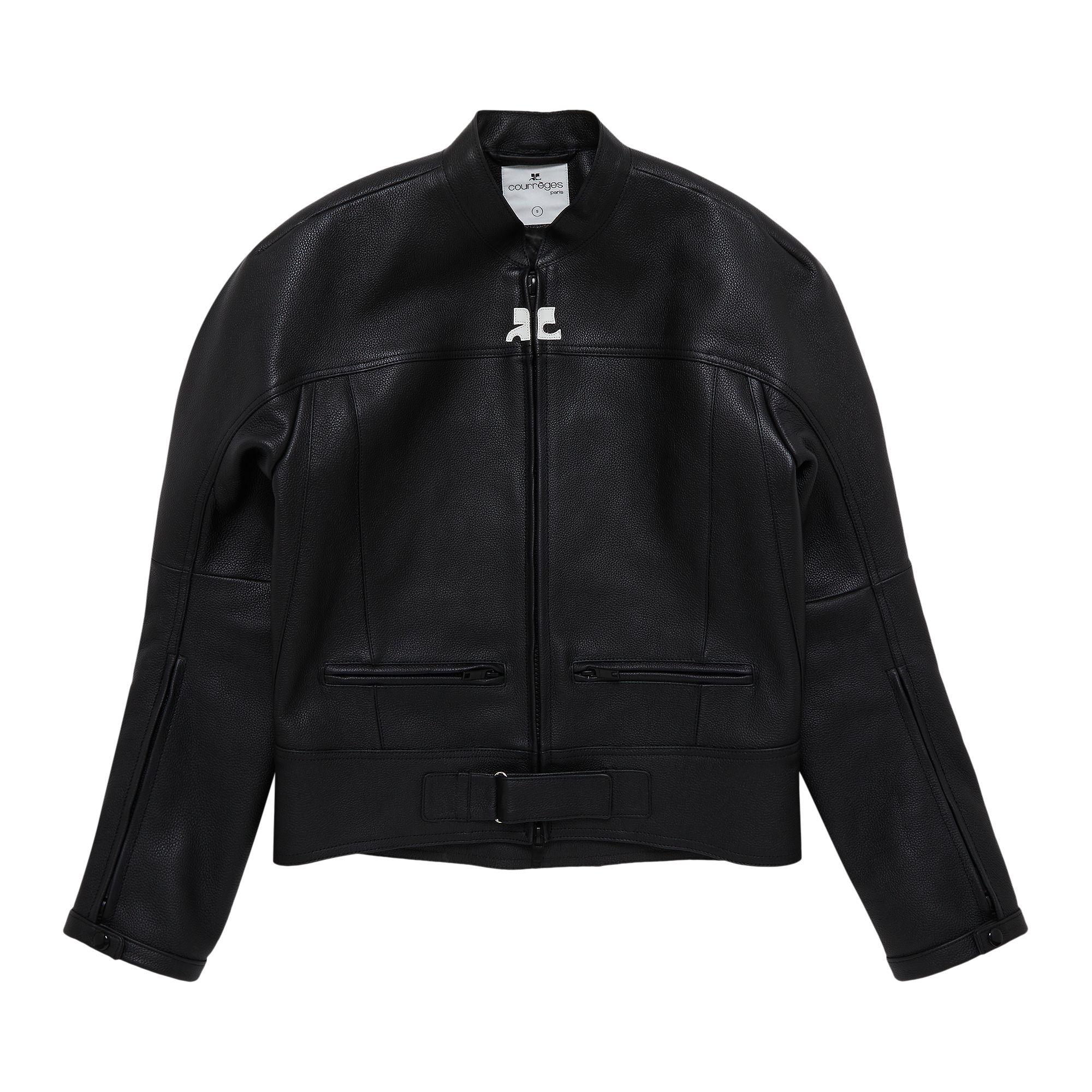 Pre-owned Courrèges Scuba Leather Bomber Jacket 'black'