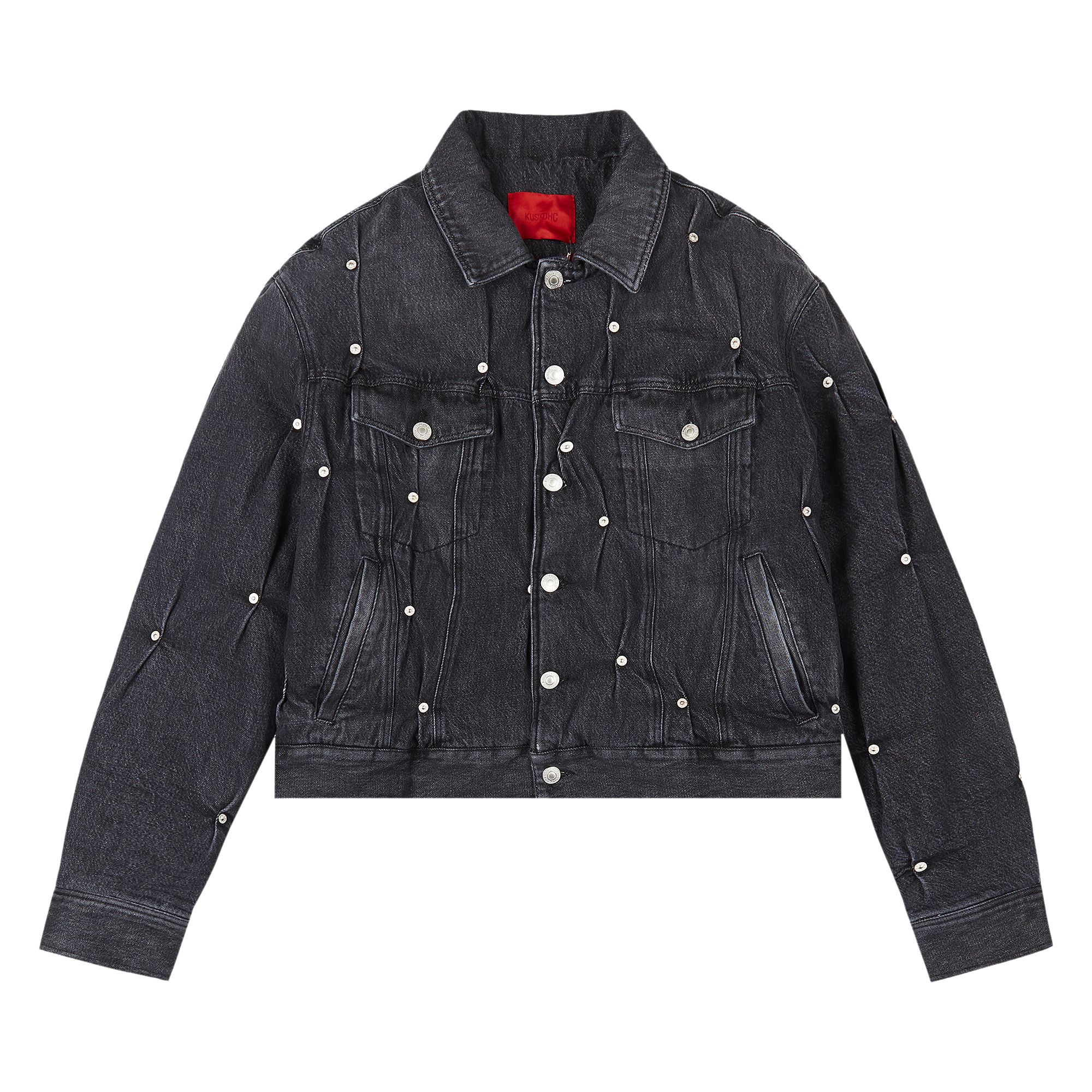 Pre-owned Kusikohc Multi Rivet Denim Padded Jacket 'black' | Men's Size S