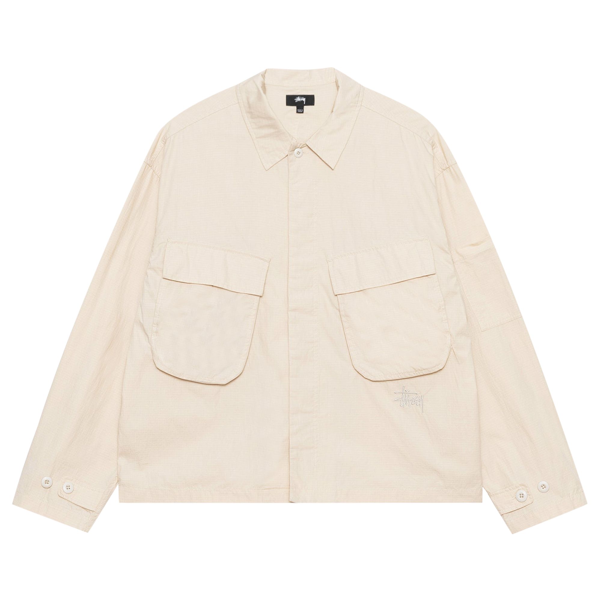 Pre-owned Stussy Military Overshirt 'bone' In Cream