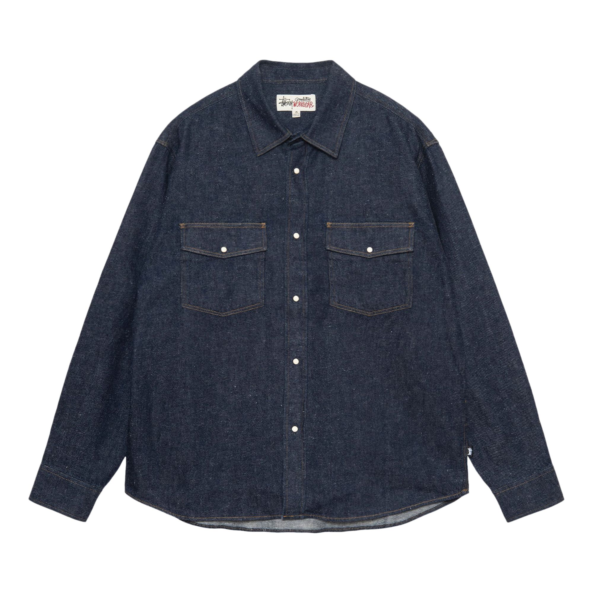 Pre-owned Stussy Boxy Western Denim Shirt 'dark Denim' | Blue | Men's Size Xl
