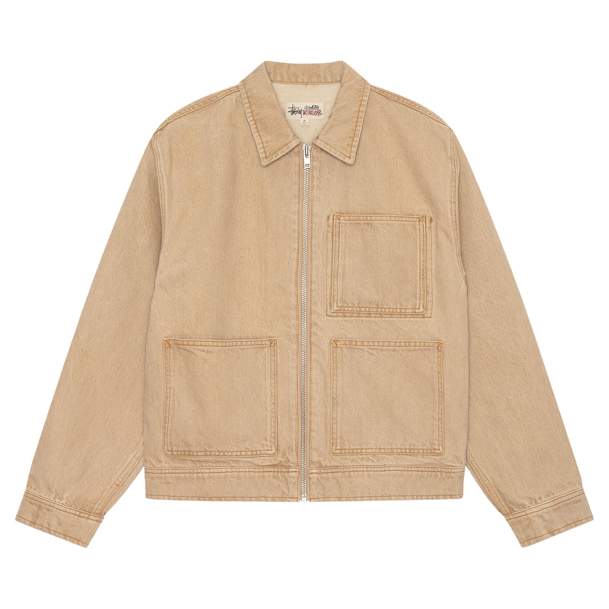 Pre-owned Stussy Zip Work Jacket 'sand' In Tan