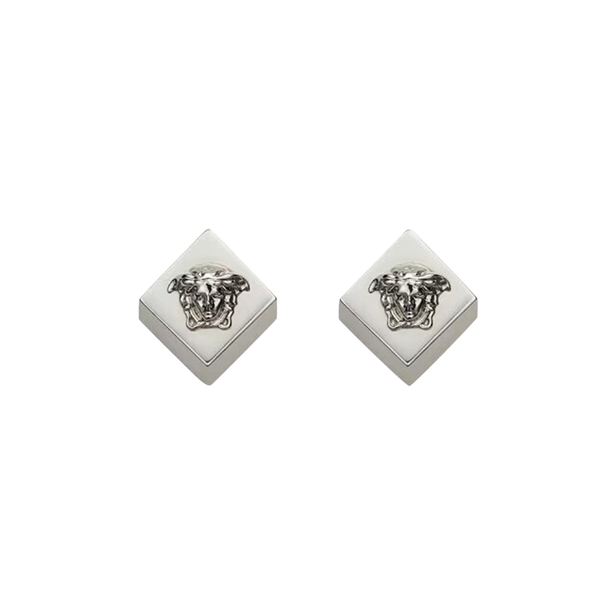 Pre-owned Versace Metal Earrings 'palladium/white' In Silver