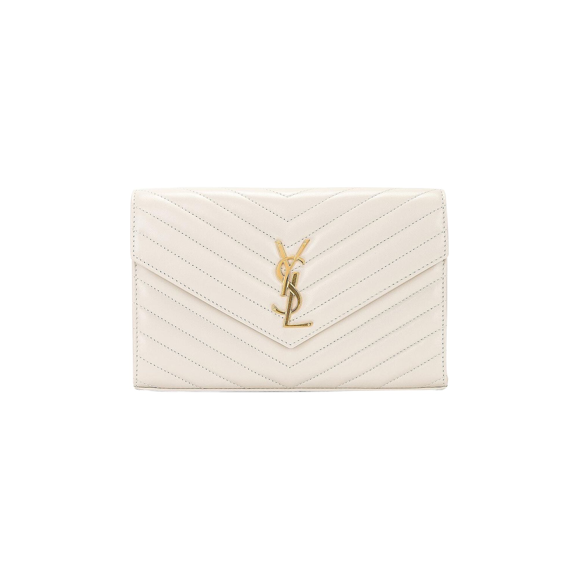 Pre-owned Saint Laurent Cassandre Chain Wallet 'blanc Vintage' | White | Women's Size Onesize