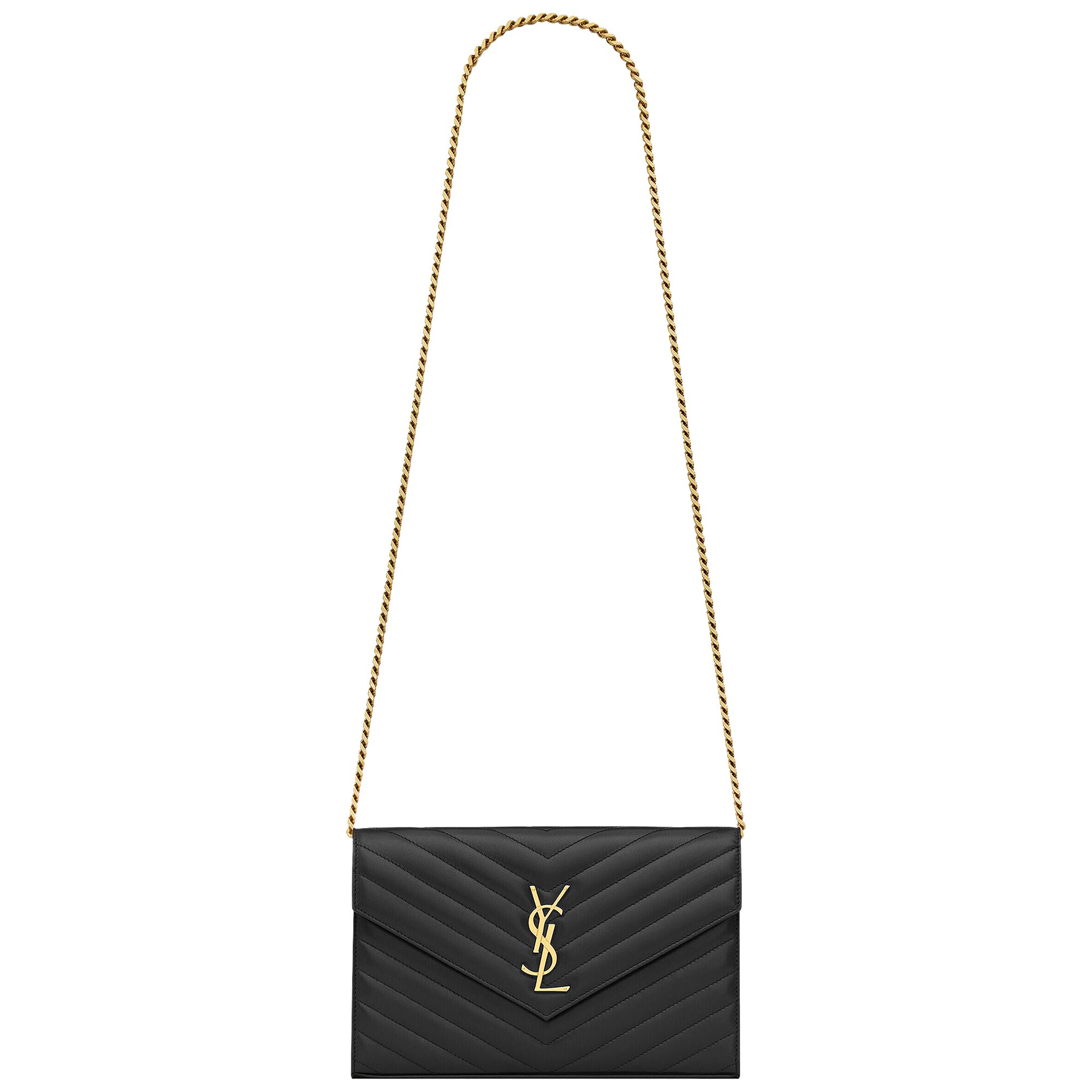 Pre-owned Saint Laurent Cassandre Chain Wallet 'noir' | Black | Women's Size Onesize