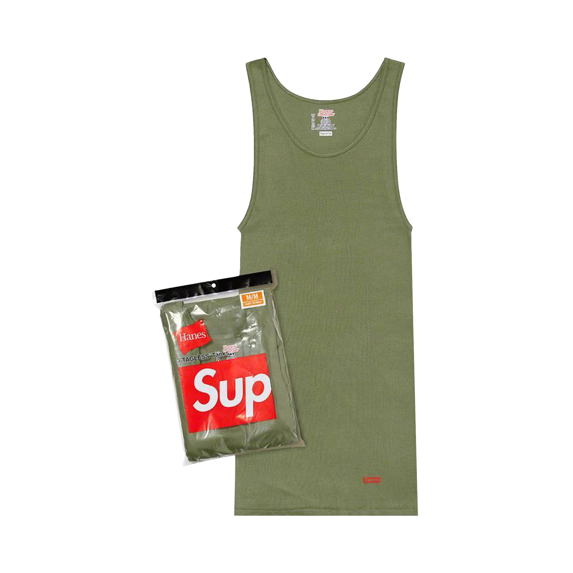 Pre-owned Supreme X Hanes Tagless Tank Tops (3 Pack) 'olive' In Green